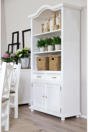 Tömör borovi fenyő Provence stílusú polcos könyvszekrény